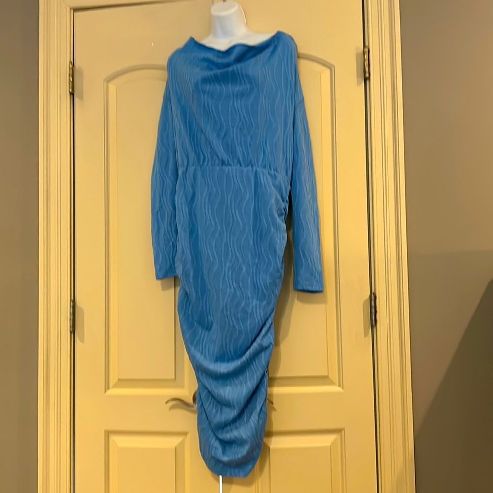 Blue sweater dress